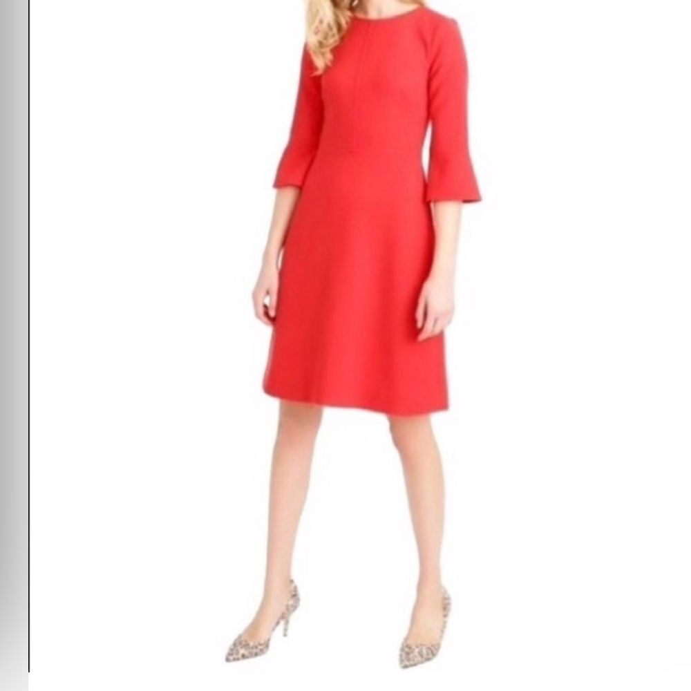 J.CREW BELL SLEEVE PAPAYA‎ CREPE DRESS SIZE 4